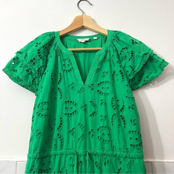 Fat Face Brady Broderie 8 Green 100% Cotton Tiered Eyelet Boho Cottagecore Dress - Picture 3 of 11